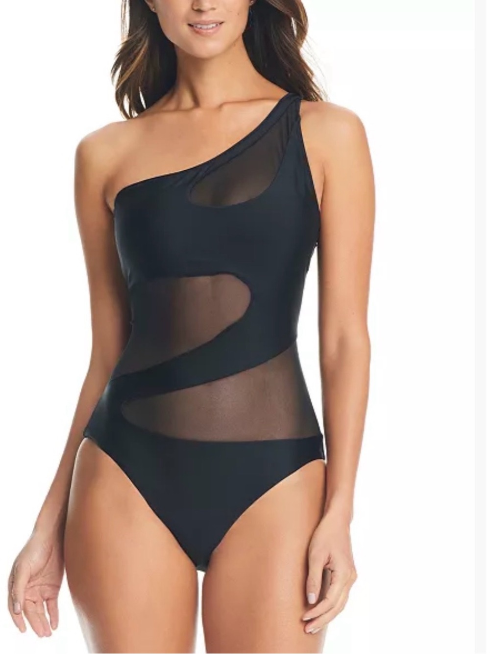 Bar III Women’s One Shoulder Mesh Cutout One Piece Swimsuit Size XL NWT